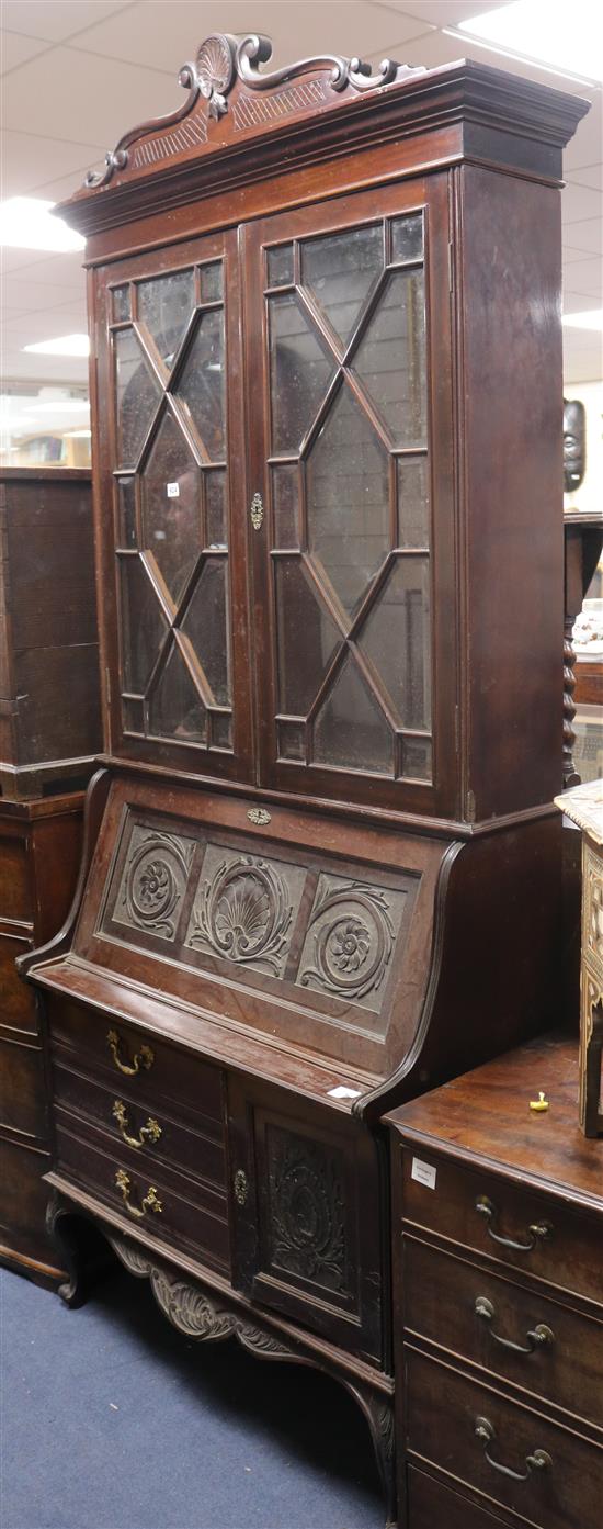 An Edwardian mahogany bureau bookcase W.102cm